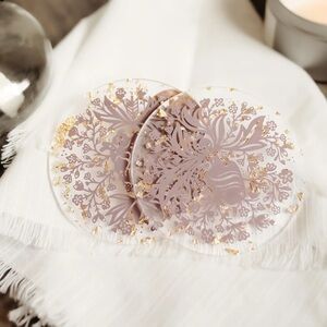 Foul Lady Fortune Coasters Mauve Gold‎ Foil Acrylic Set of 2